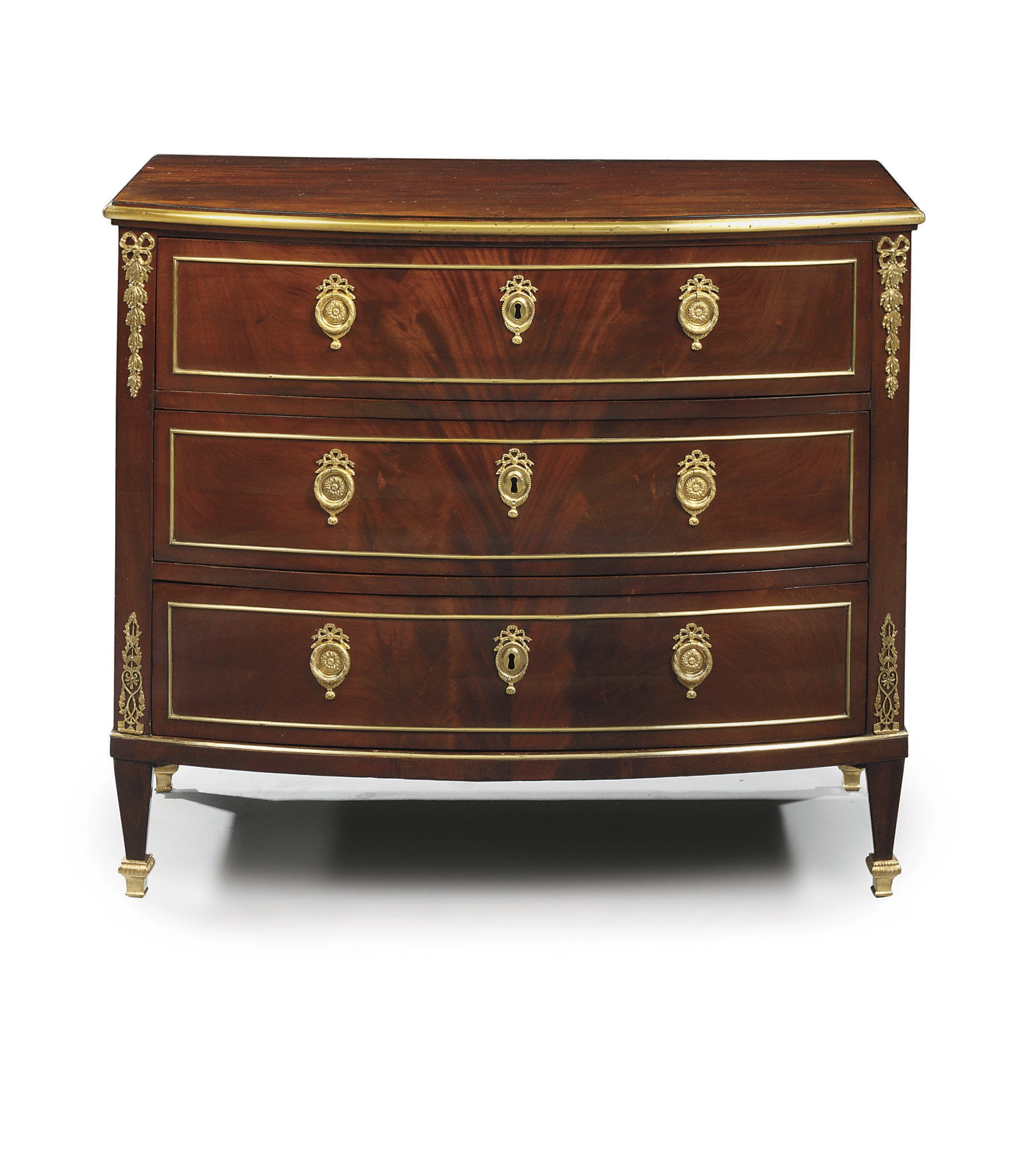 AN AUSTRIAN ORMOLU AND BRASS-MOUNTED MAHOGANY COMMODE