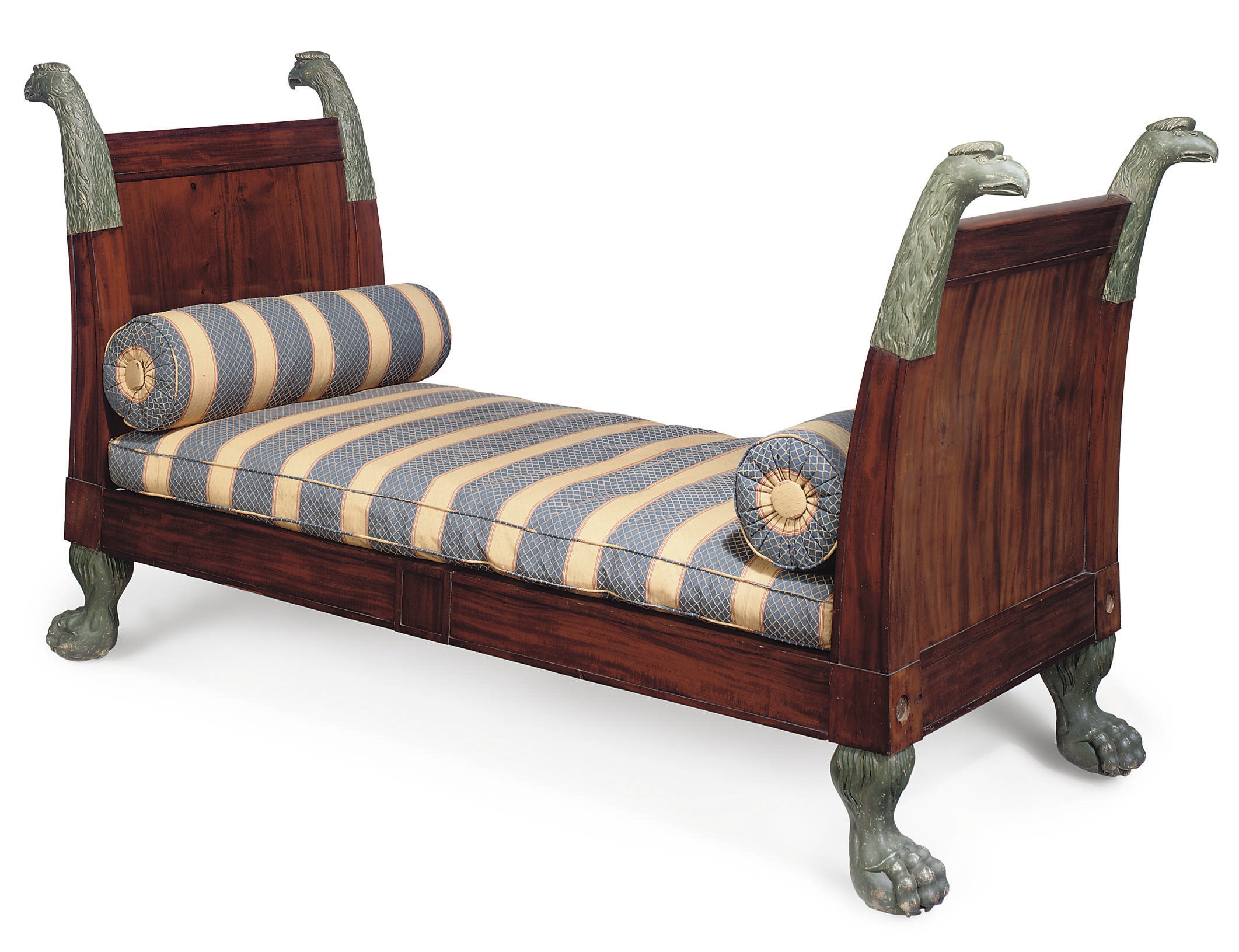 A PAIR OF RUSSIAN BRONZED AND MAHOGANY DAYBEDS