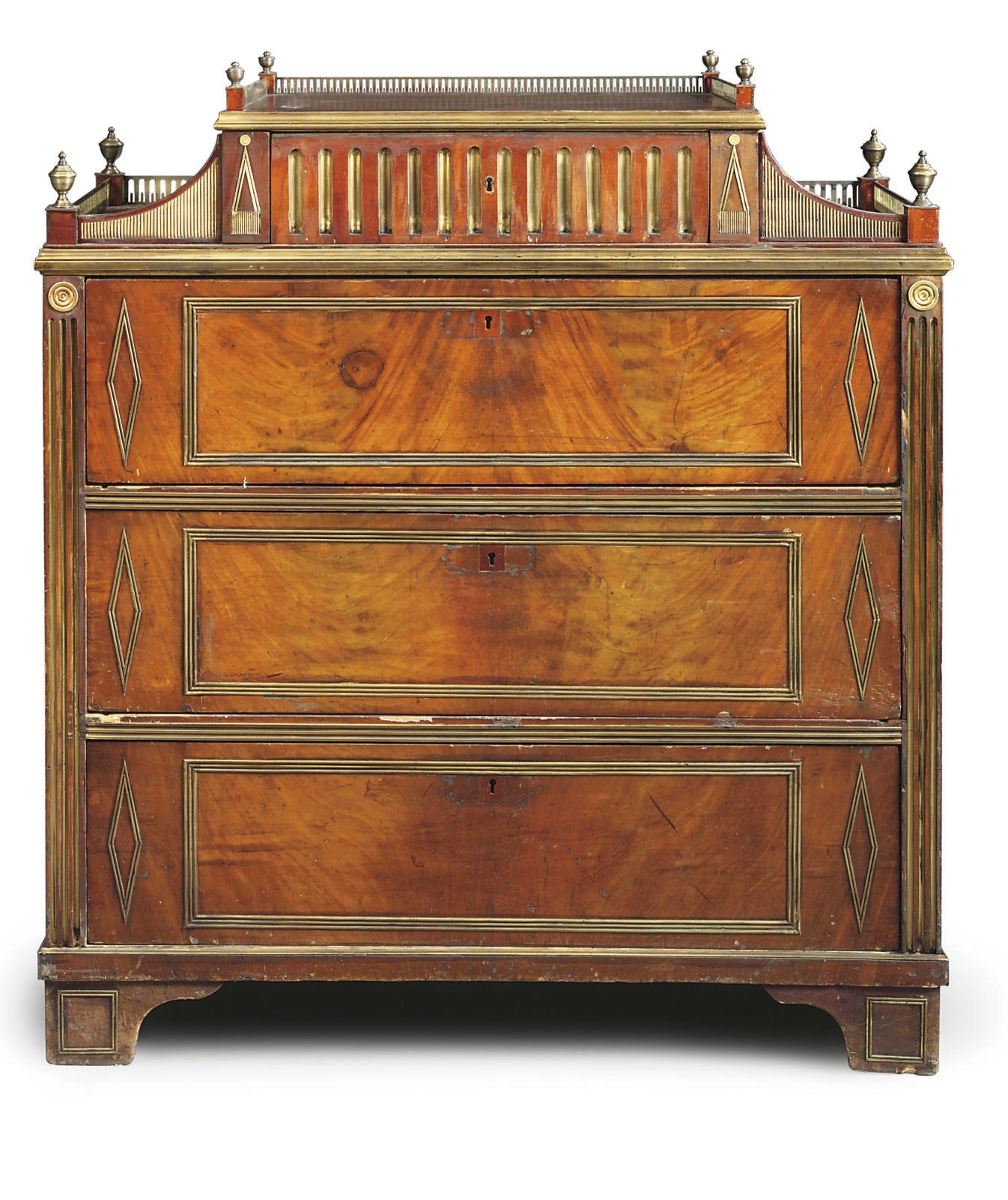 A RUSSIAN BRASS-MOUNTED MAHOGANY COMMODE