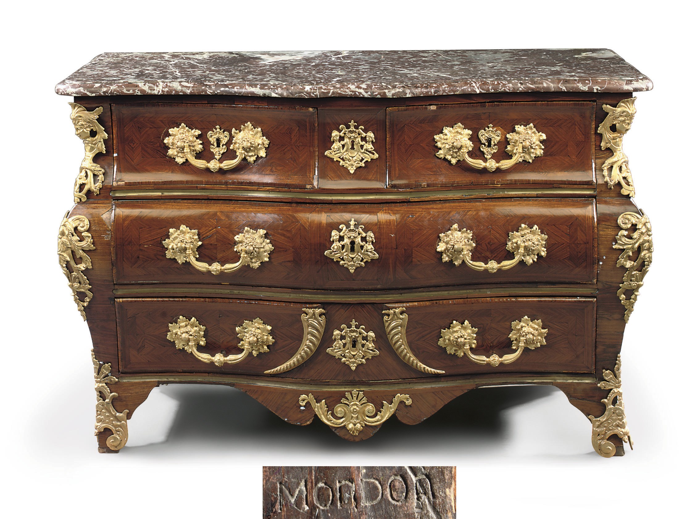 A REGENCE KINGWOOD BOMBÉ COMMODE