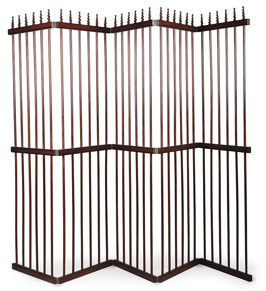 A FRENCH FIVE-FOLD MAHOGANY SCREEN
