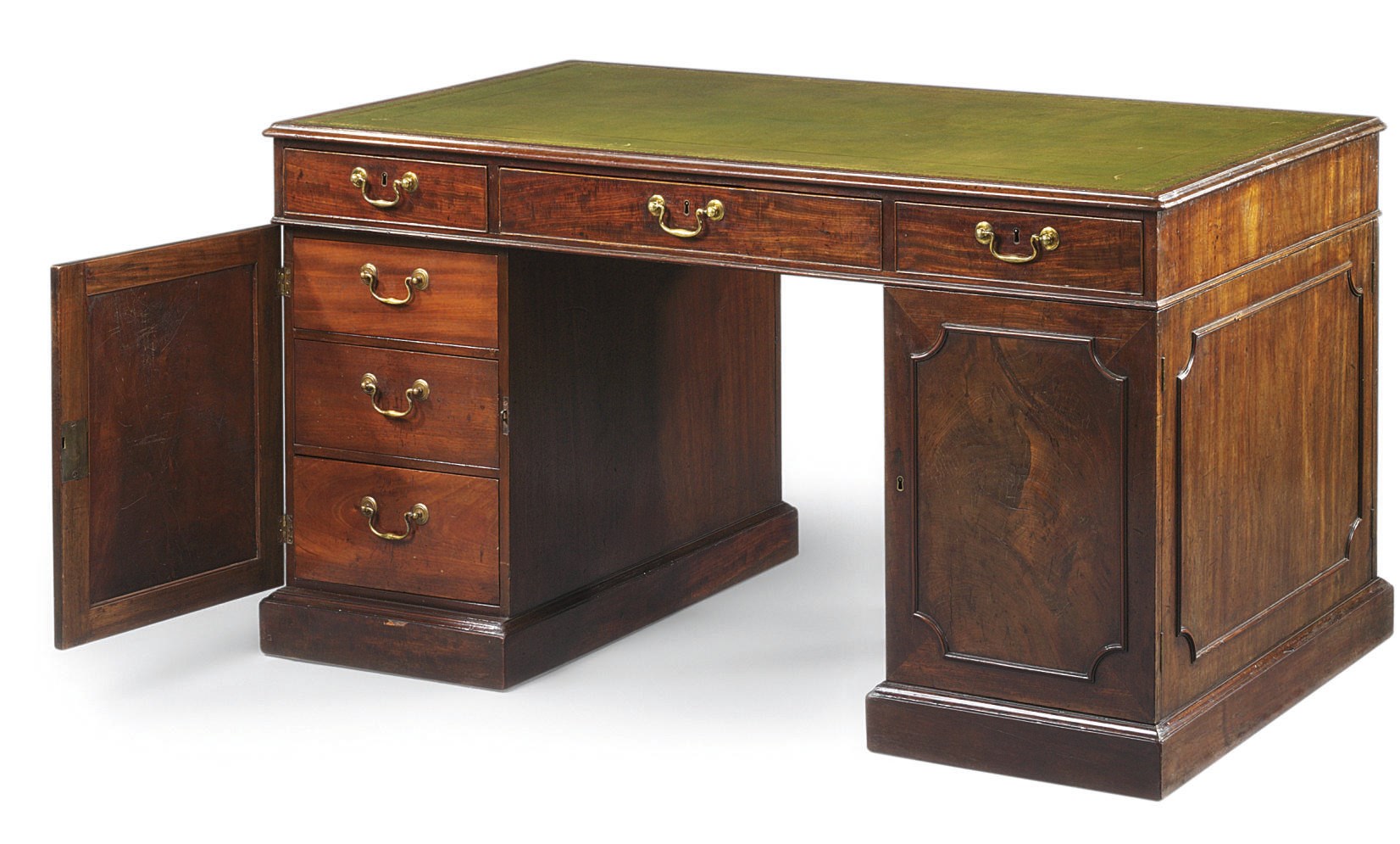 A GEORGE III MAHOGANY PEDESTAL DESK