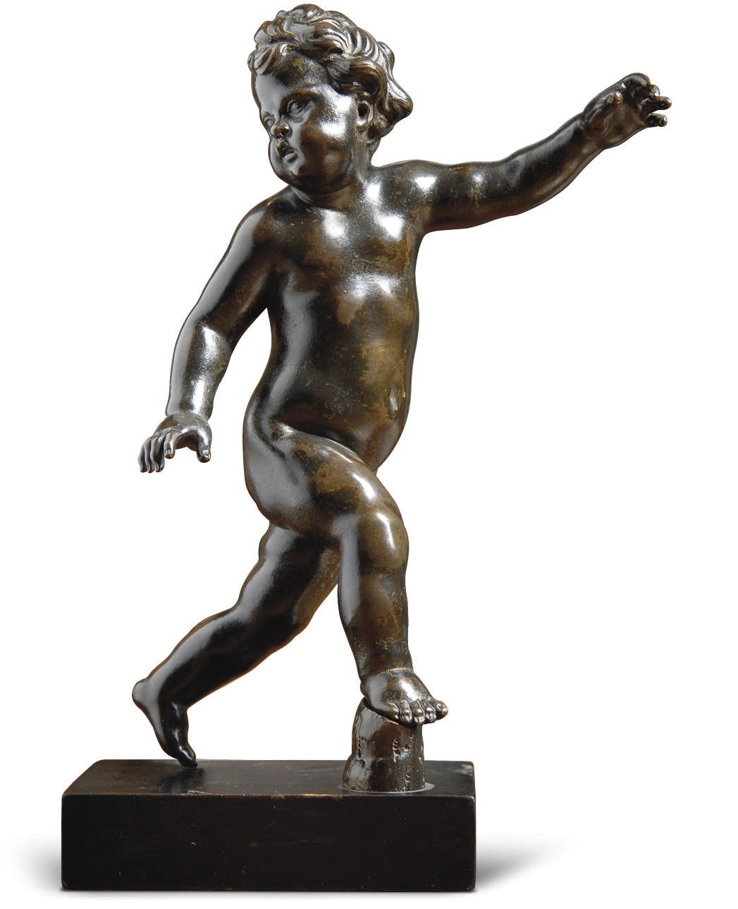 A BRONZE FIGURE OF A PUTTO