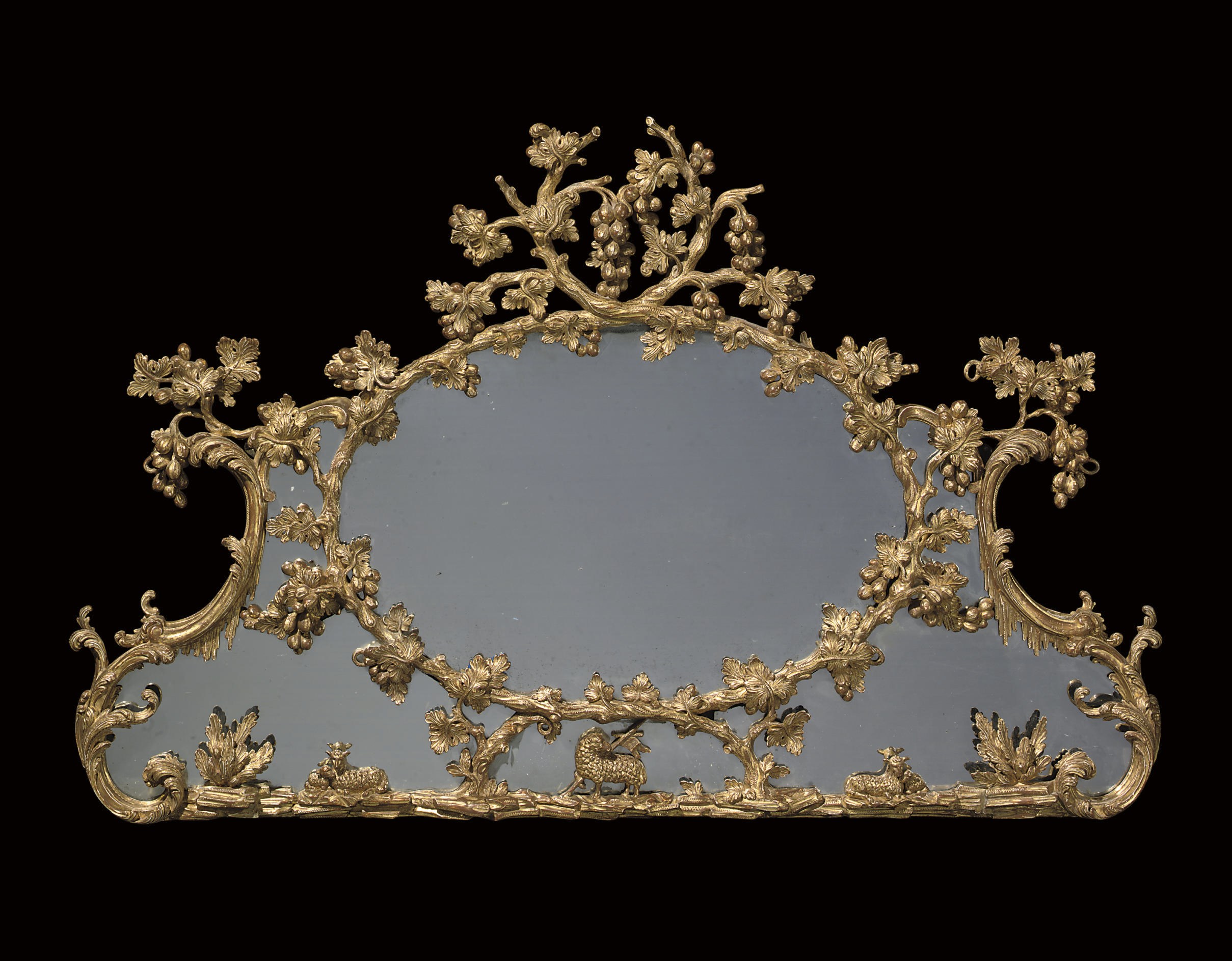 A GILTWOOD OVERMANTEL MIRROR