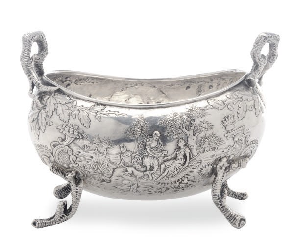 A CONTINENTAL SILVER TWO-HANDLED OPEN SUGAR BOWL,