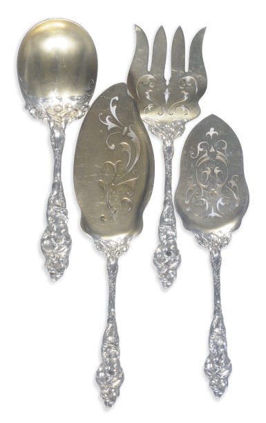 A SET OF AMERICA SILVER AND SILVER-GILT SERVING PIECES IN THE 'LES SIX FLEURS' PATTERN,