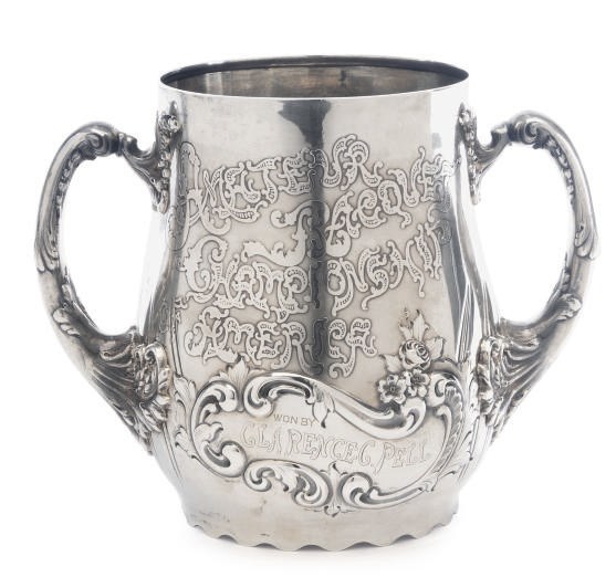 AN AMERICAN SILVER TWO-HANDLED TROPHY,