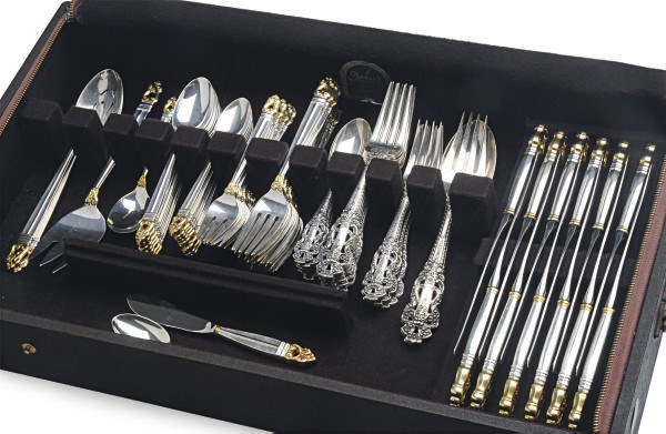 TWO ASSEMBLED AMERICAN SILVER FLATWARE SERVICES,