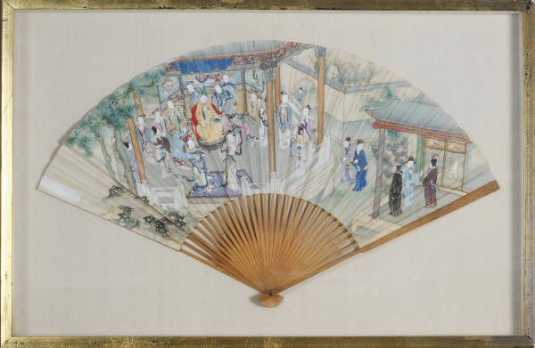 A CHINESE PAINTED PAPER FAN,