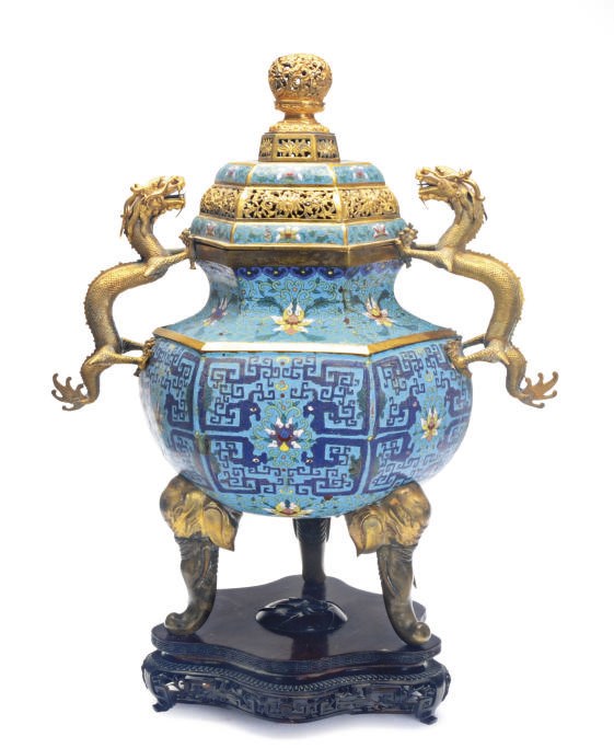 A CHINESE CLOISONNÈ CENSER AND COVER,