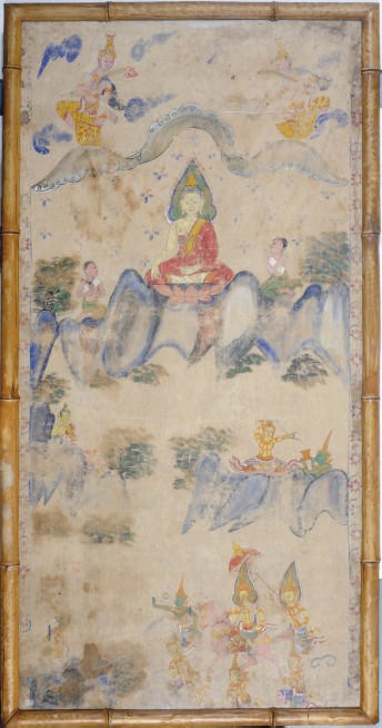 A THAI SCROLL PAINTING OF BUDDHA,