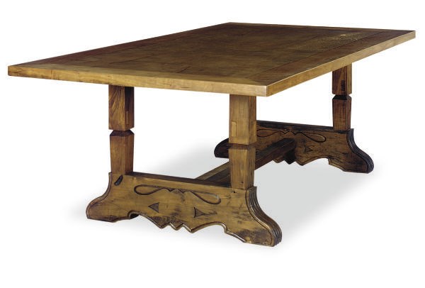 A WALNUT TRESTLE TABLE,