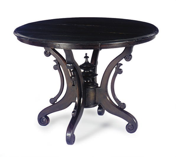 A STAINED WALNUT CENTER TABLE,