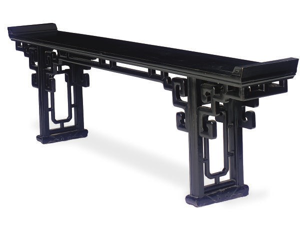 AN ASIAN BLACK LACQUER ALTAR TABLE,