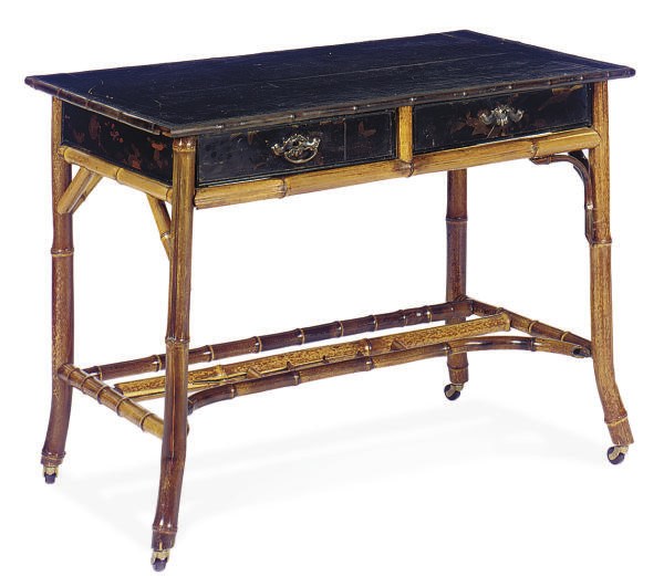 A BAMBOO AND LACQUERED WRITING DESK,