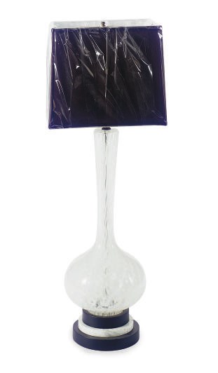 A WHITE AND CLEAR GLASS TABLE LAMP,
