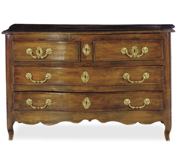 A FRENCH PROVINCIAL FRUITWOOD COMMODE,