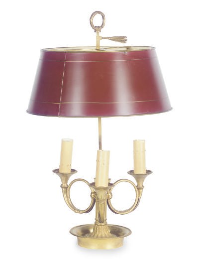A GILT-BRONZE THREE-LIGHT BUILLOTTE LAMP,