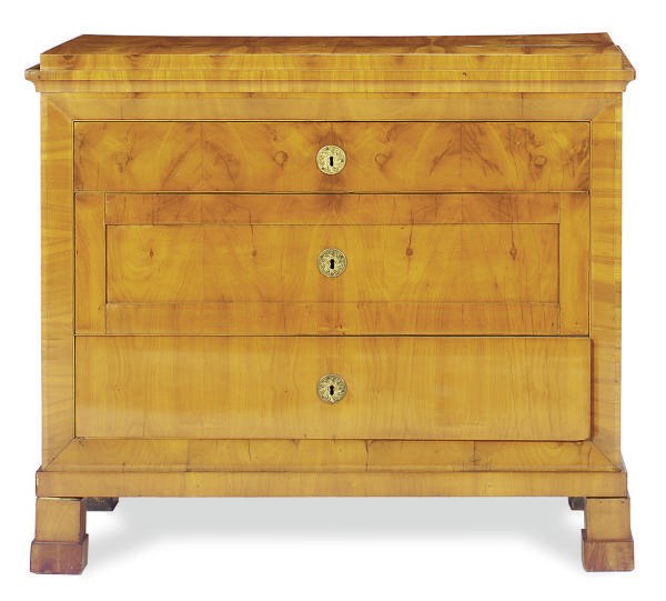 A BIEDERMEIER BIRCH COMMODE,