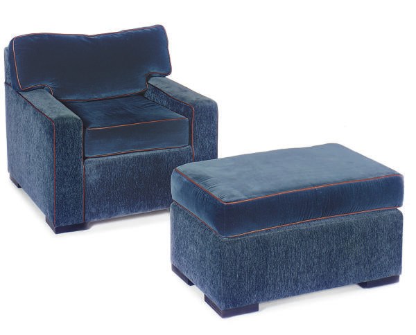 A PAIR OF BLUE VELVET AND VELORE UPHOLSTERED ARMCHAIRS,