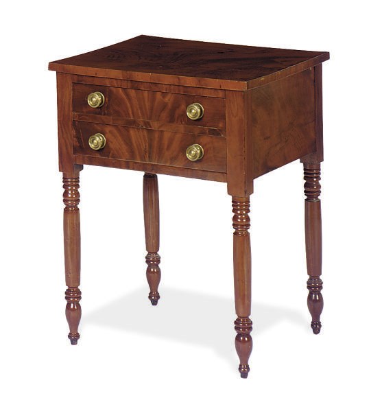 A LATE FEDERAL MAHOGANY WORK TABLE,