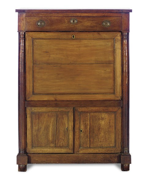 A FRENCH WALNUT SECRETAIRE A ABATTANT,