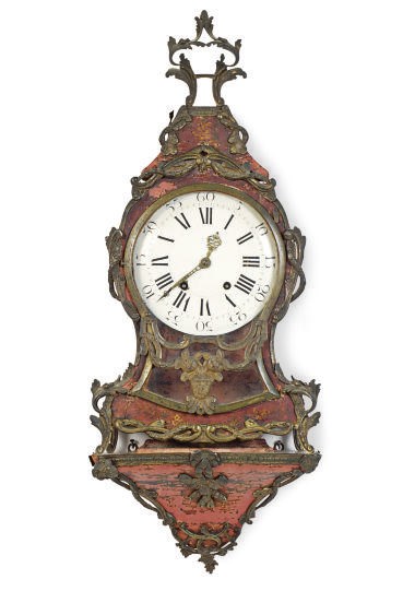 A FRENCH GILT-METAL MOUNTED POLYCHROME-PAINTED BRACKET CLOCK,
