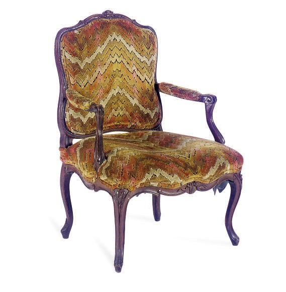 A LOUIS XV BEECHWOOD FAUTEUIL,