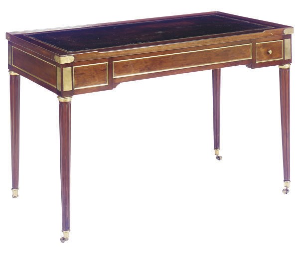A LOUIS XVI BRASS-MOUNTED MAHOGANY TRIC-TRAC TABLE**,