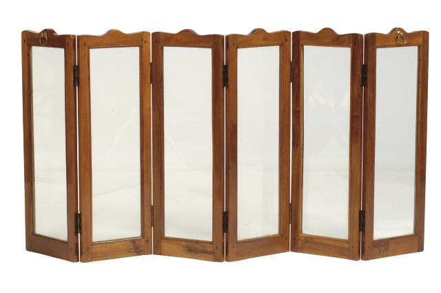 A FRENCH MAHOGANY SIX-PANEL DRAFT SCREEN,