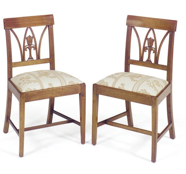 A SET OF FOUR FRENCH BEECHWOOD SIDE CHAIRS,
