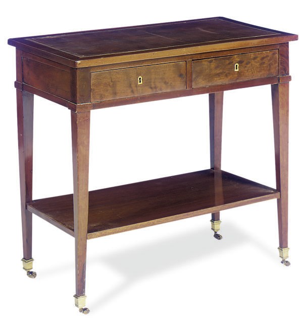 A FRENCH MAHOGANY WRITING TABLE,