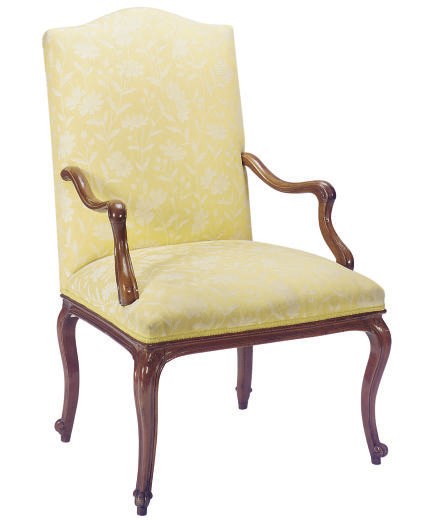 A LOUIS XV WALNUT AND UPHOLSTERED FAUTEUIL,