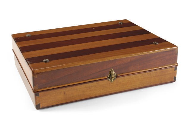 A MAHOGANY FOLDING GAME BOARD,