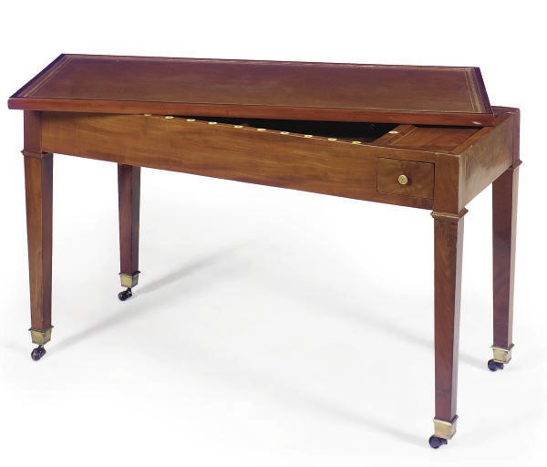 A FRENCH MAHOGANY TRIC-TRAC TABLE**,
