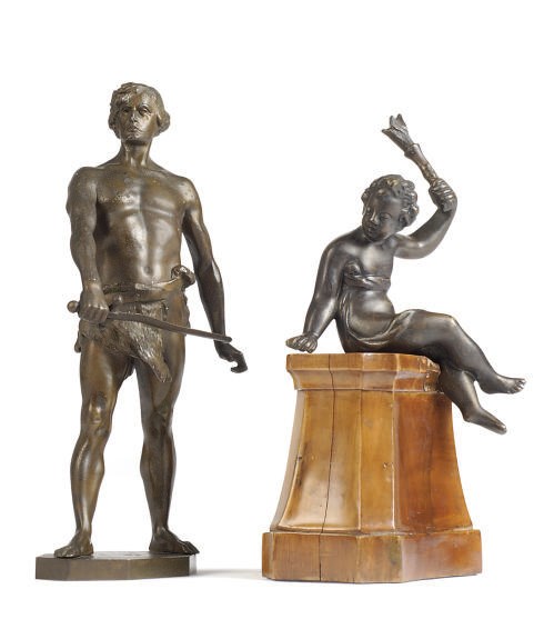 TWO BRONZE FIGURES,