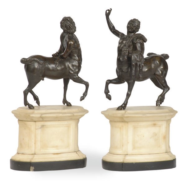 A PAIR OF PATINATED BRONZE FIGURES OF THE FURIETTI CENTAURS,
