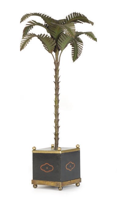 A TOLE PEINTE PALM TREE ON STAND,