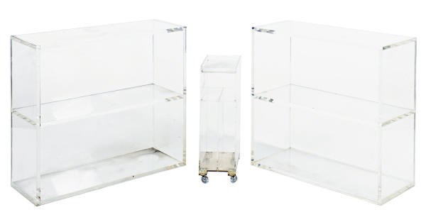 A PAIR OF LUCITE SIDE CABINETS,