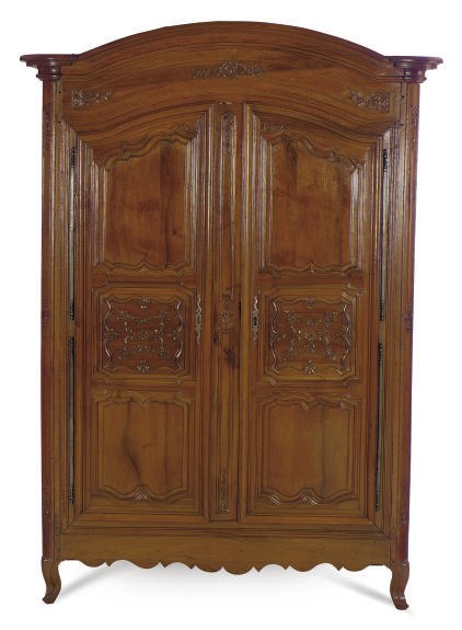 A FRENCH PROVINCIAL WALNUT ARMOIRE,