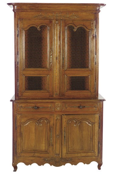 A FRENCH PROVINCIAL OAK BUFFET A DEUX CORPS,