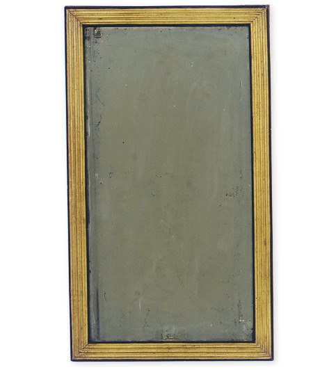 A GILTWOOD AND PART-EBONIZED MIRROR,