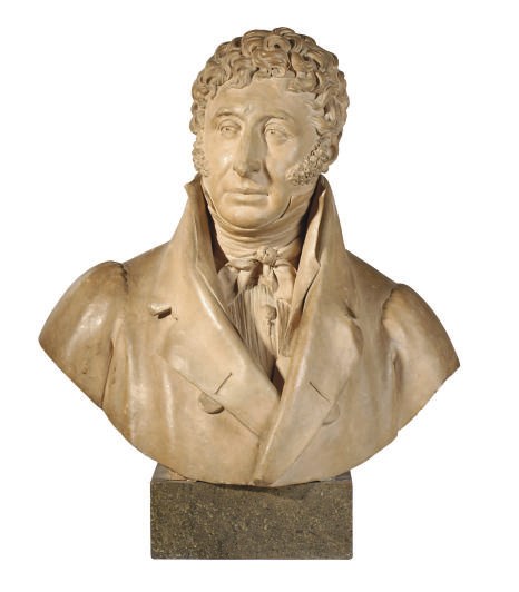 A FRENCH TERRACOTTA BUST OF A GENTLEMAN,