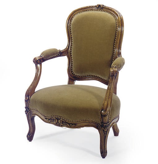 A LOUIS XV BEECHWOOD CHILD'S FAUTEUIL,