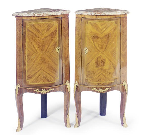 A PAIR OF FRENCH ORMOLU-MOUNTED KINGWOOD AND ROSEWOOD ECOIGNURES**,