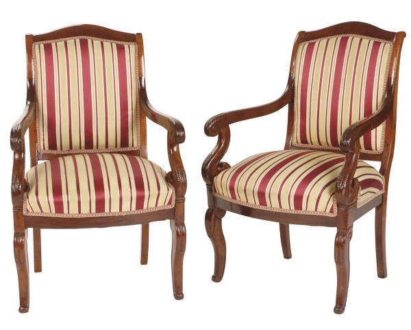 A PAIR OF LOUIS PHILIPPE MAHOGANY FAUTEUILS,
