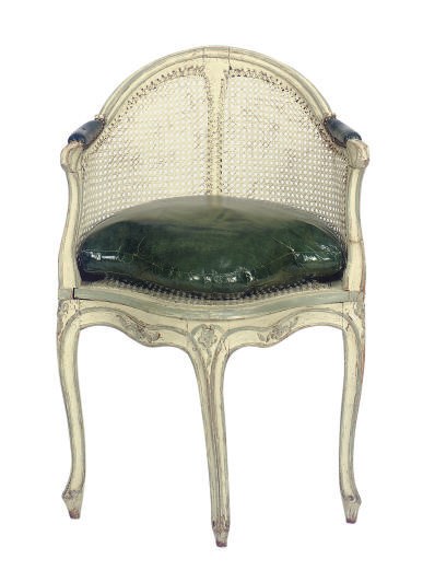 A LOUIS XV CREAM-PAINTED AND CANED BERGERE EN BUREAU,