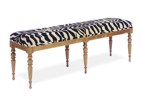 A LOUIS PHILIPPE FRUITWOOD AND BEECHWOOD UPHOLSTERED BENCH,