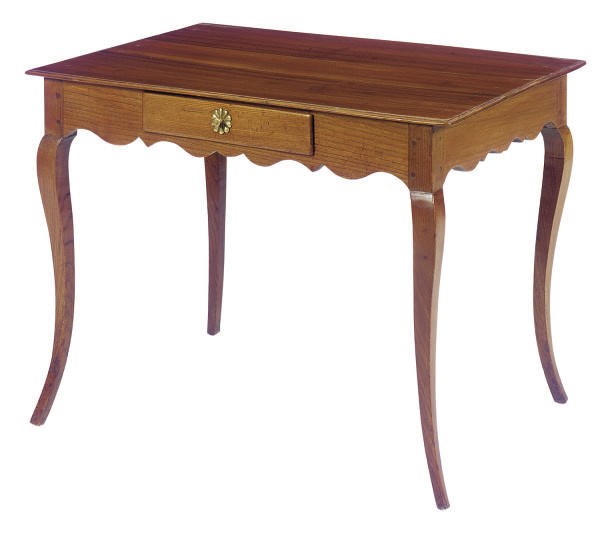 A FRENCH PROVINCIAL CHESTNUT AND OAK WRITING TABLE,