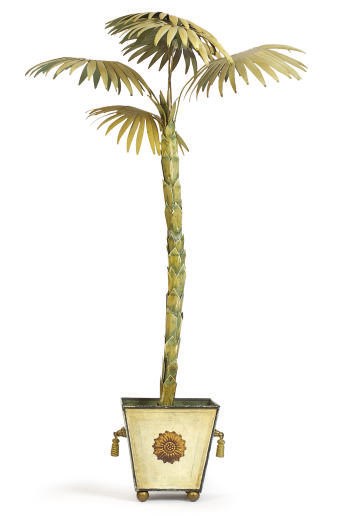 A TOLE PEINTE PALM TREE IN STAND,